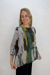 Pine Green Pattern Parachute Euro Crush 3/4 Sleeve Top