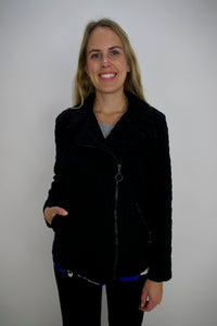 Black Long Sleeve Asymmetrical Zip Up Coat