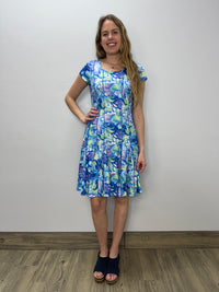 Blue Pattern Merrill Edge Cap Sleeve Dress