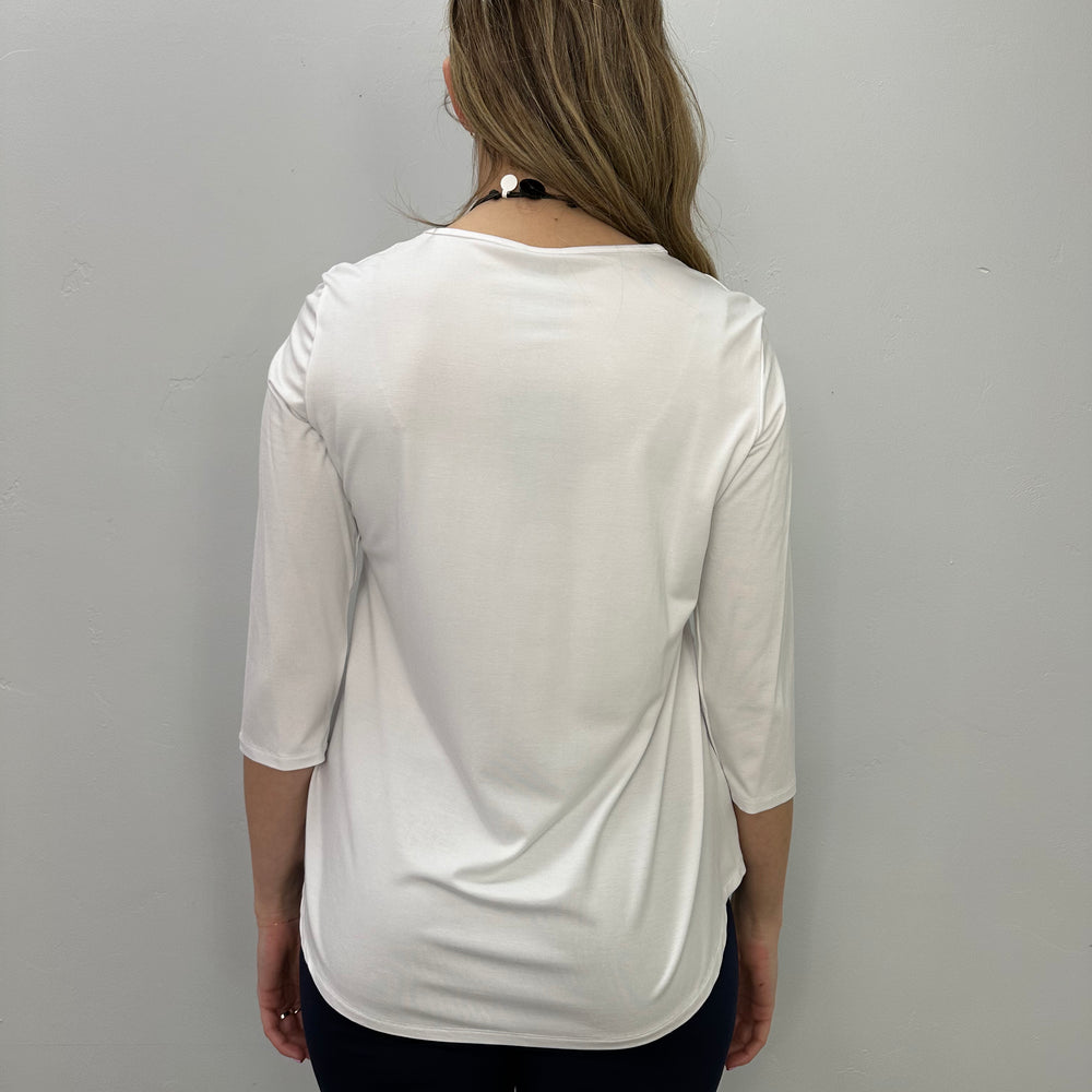 
                  
                    White 3/4 Sleeve Bamboo Tunic with Round Neck
                  
                