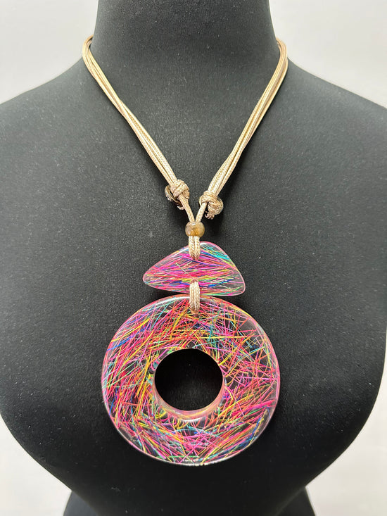 Colorful Strings Resin Circle Necklace