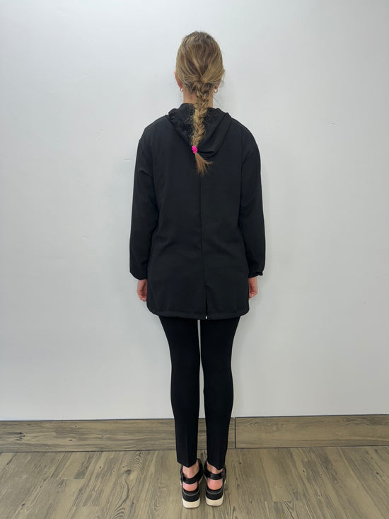 Long Sleeve Black Hooded Jacket
