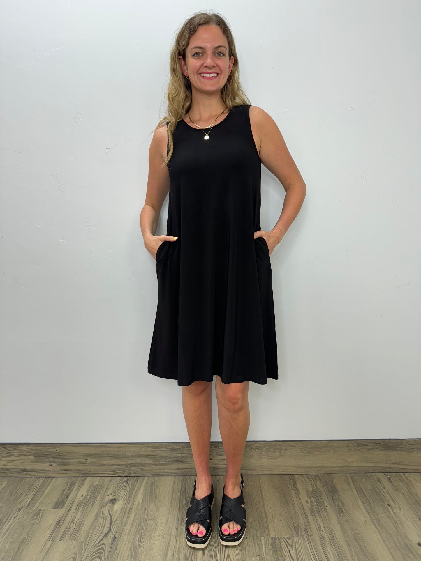 Black Sleeveless Aline Dress with Keyhole