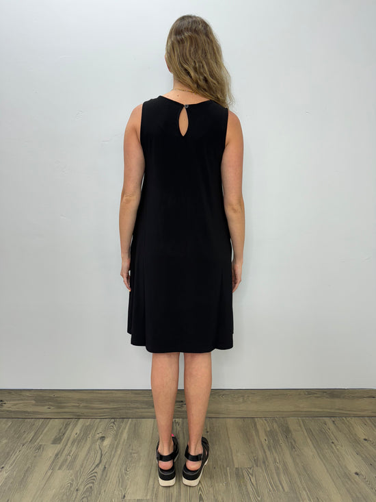 Black Sleeveless Aline Dress with Keyhole