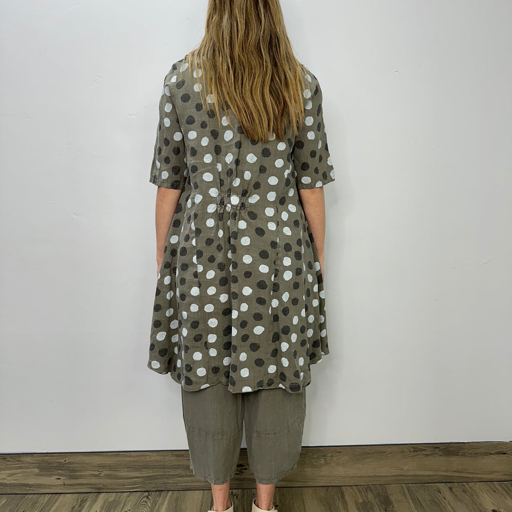 
                  
                    Olive Dots Linen Button Up Shirt Dress
                  
                