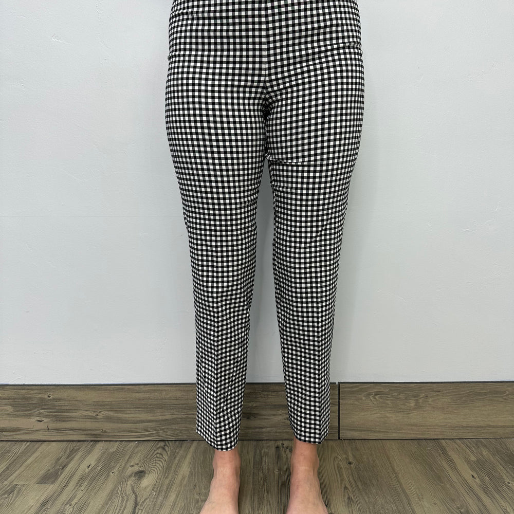 Black and White Gingham Full Length Pants