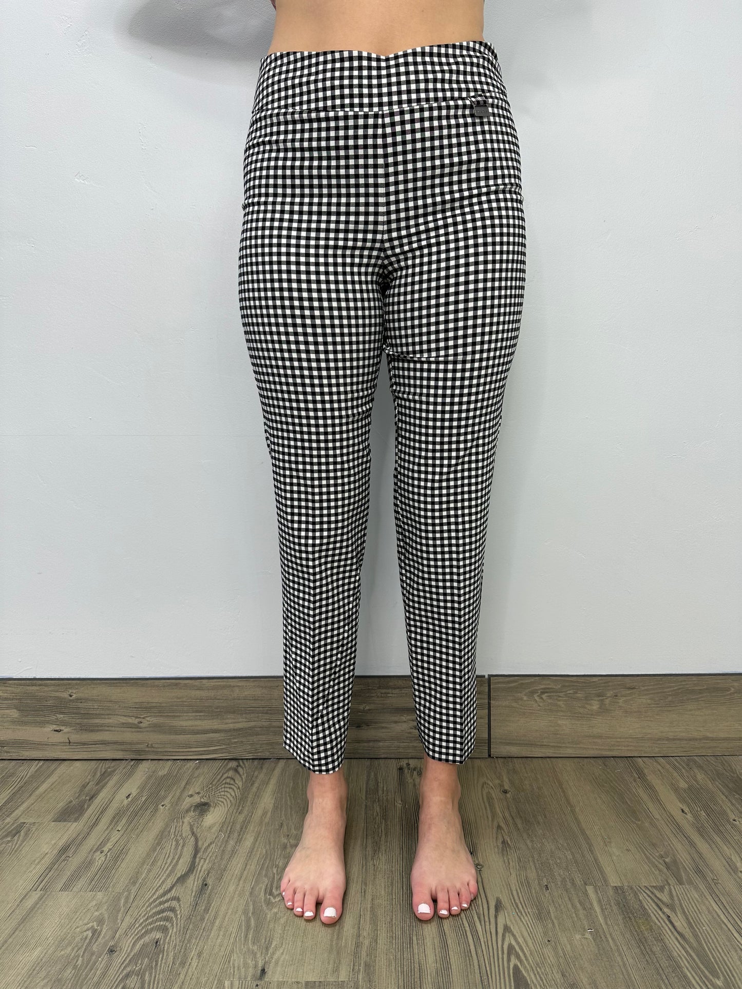 Black and White Gingham Full Length Pants