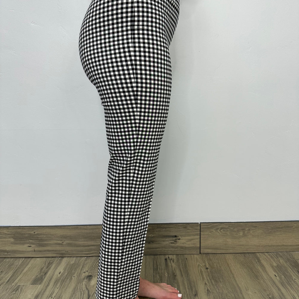 Black and White Gingham Full Length Pants