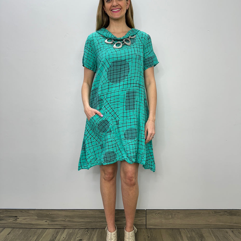 Emerald Short Sleeve Roll Neck Dress