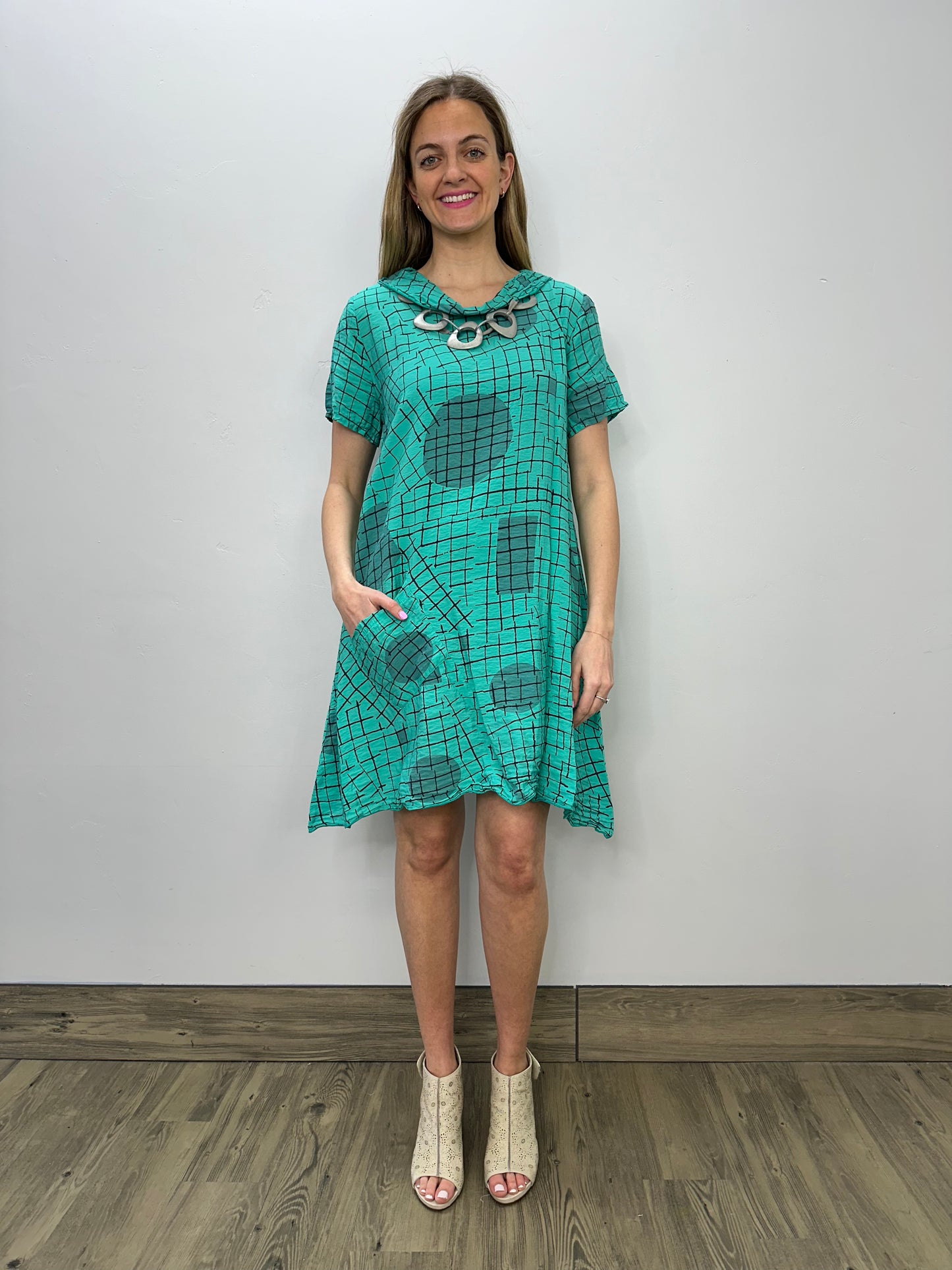 Emerald Short Sleeve Roll Neck Dress