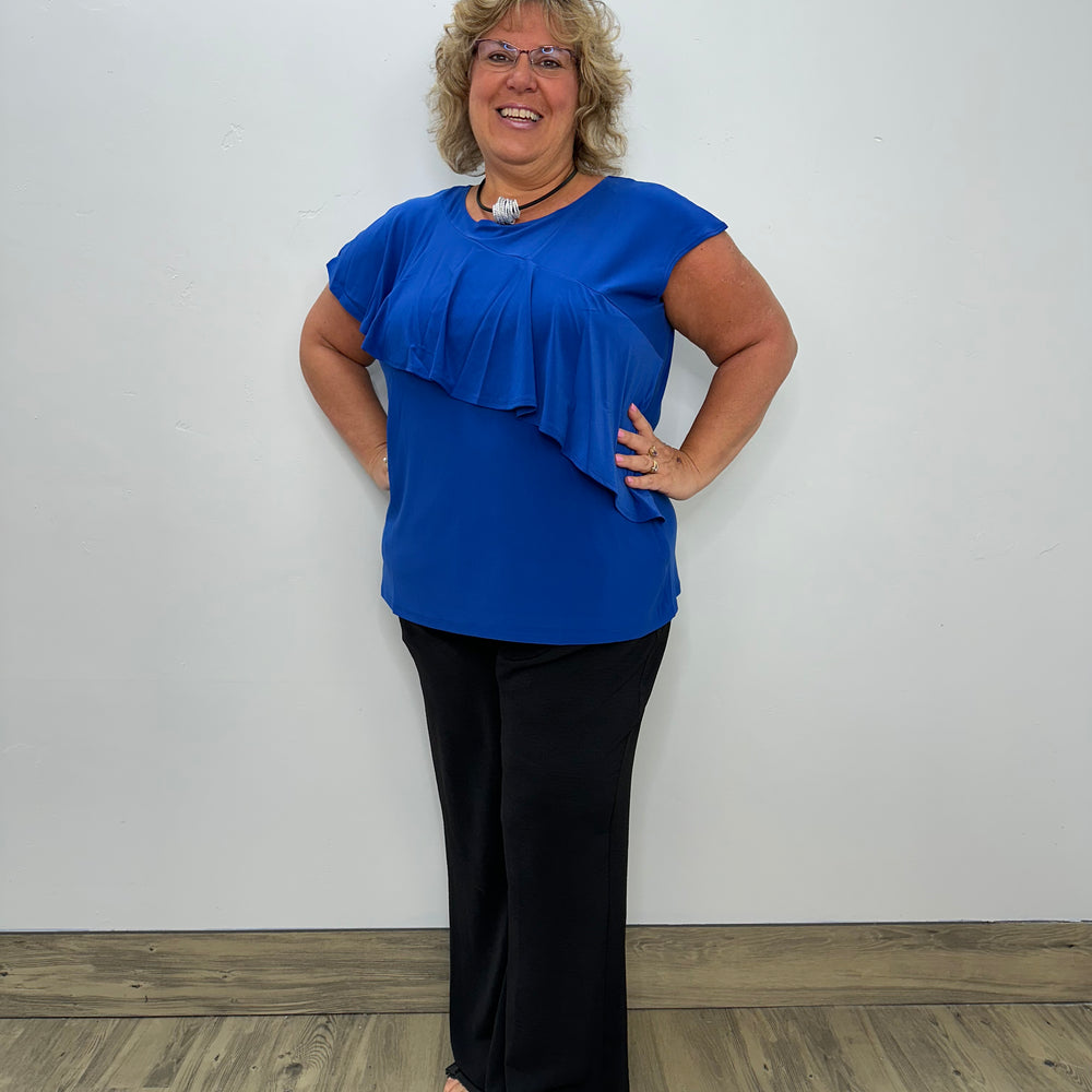 Royal Blue Sleeveless Ruffle Tank