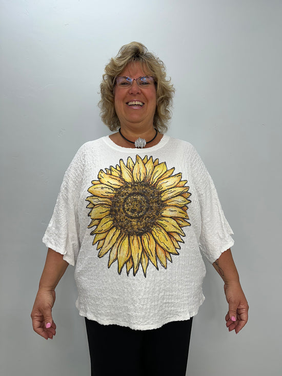Sunflower 3/4 Sleeve White Top