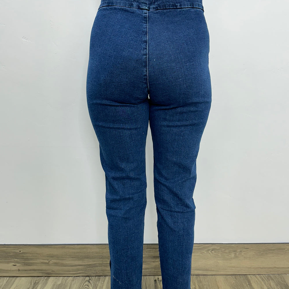 
                  
                    Blue Wash Full Length Denim Jeans with Eyelets
                  
                