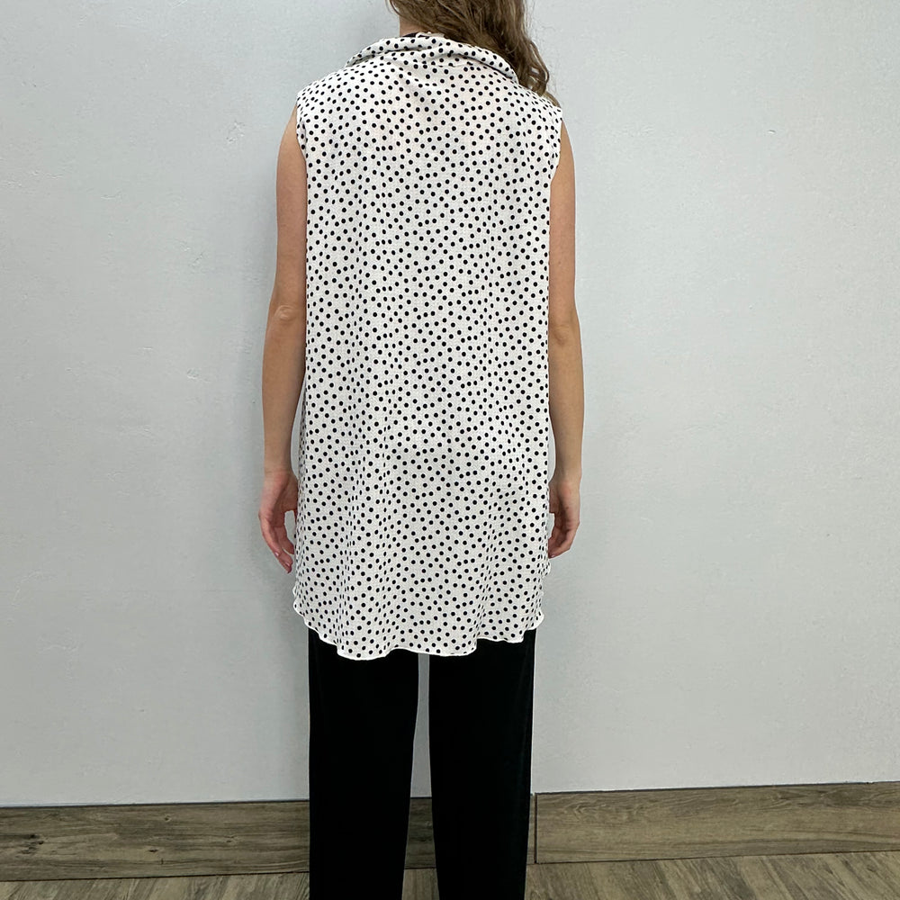 
                  
                    Ivory Polka Dot Hi-Low Sleeveless Tunic
                  
                