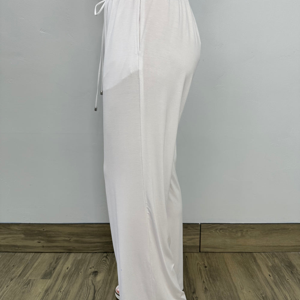 White Full Length Tie Pant