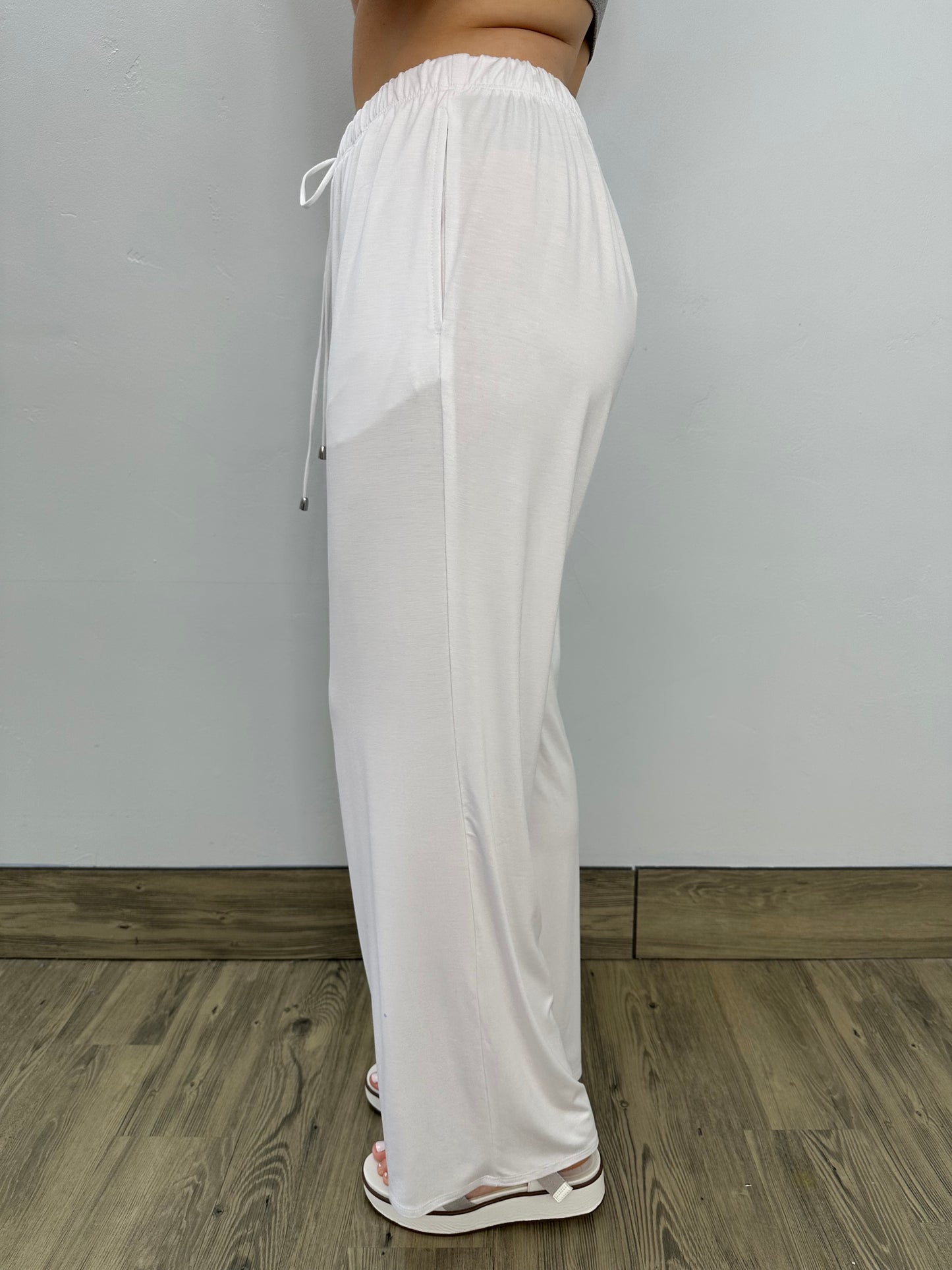 White Full Length Tie Pant