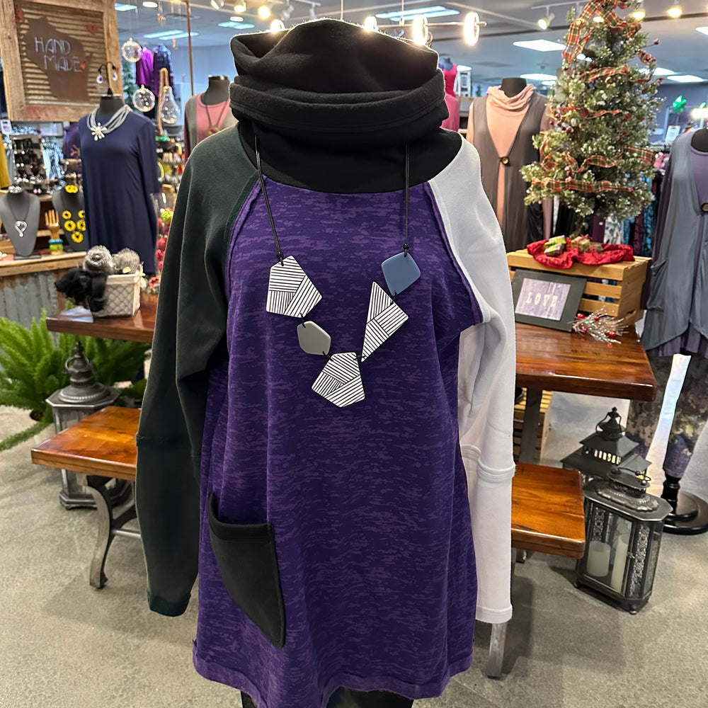 Purple Mixed Up Colorado Funnel Neck Sweatshirt with Pocket