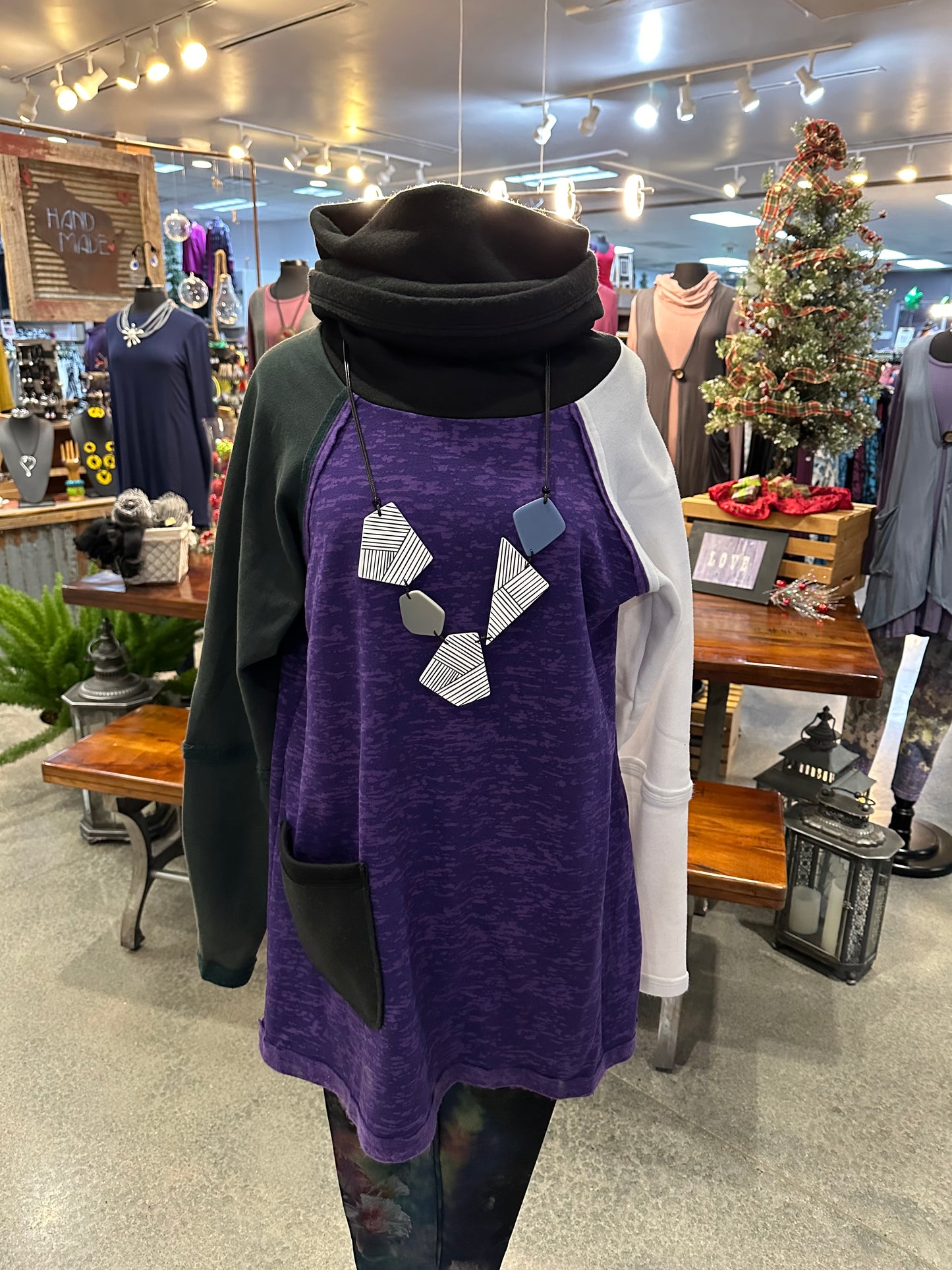 Purple Mixed Up Colorado Funnel Neck Sweatshirt with Pocket