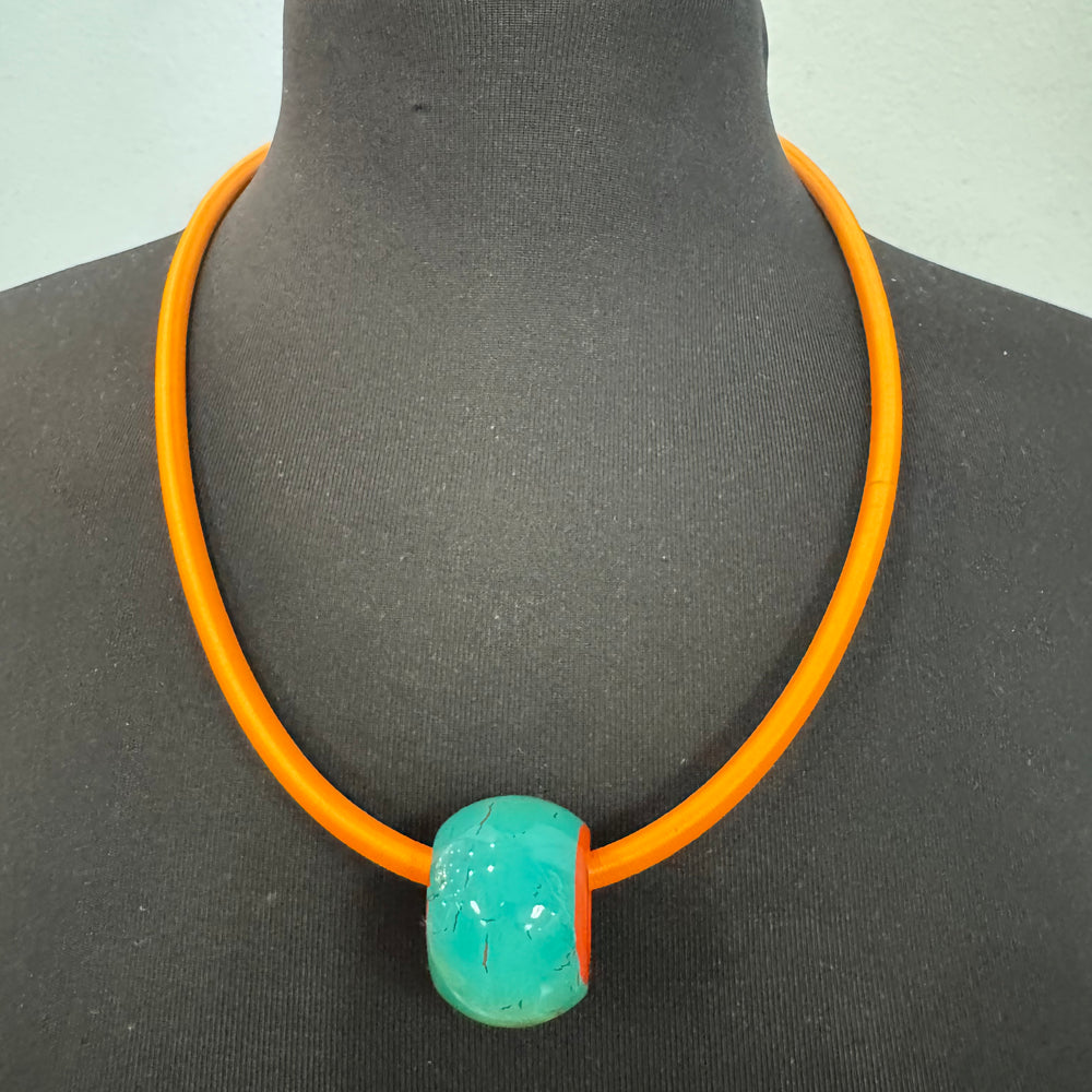 Orange and Teal Pendant Necklace - 60cm