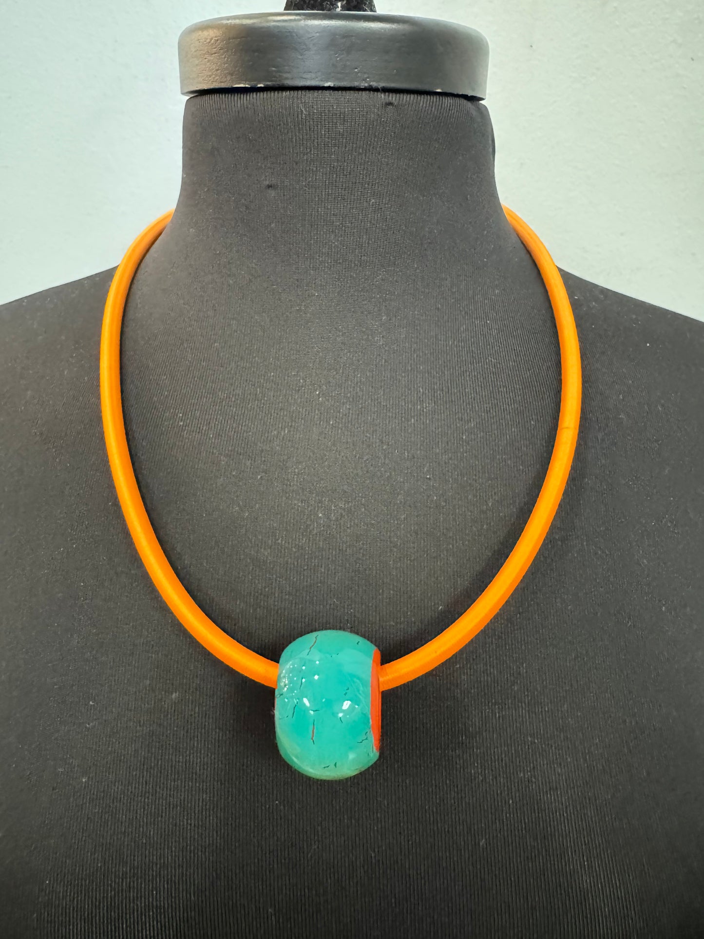 Orange and Teal Pendant Necklace - 60cm