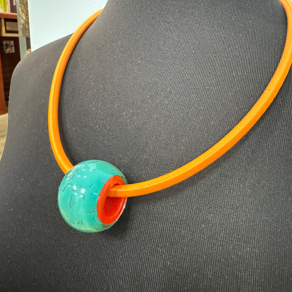 Orange and Teal Pendant Necklace - 60cm