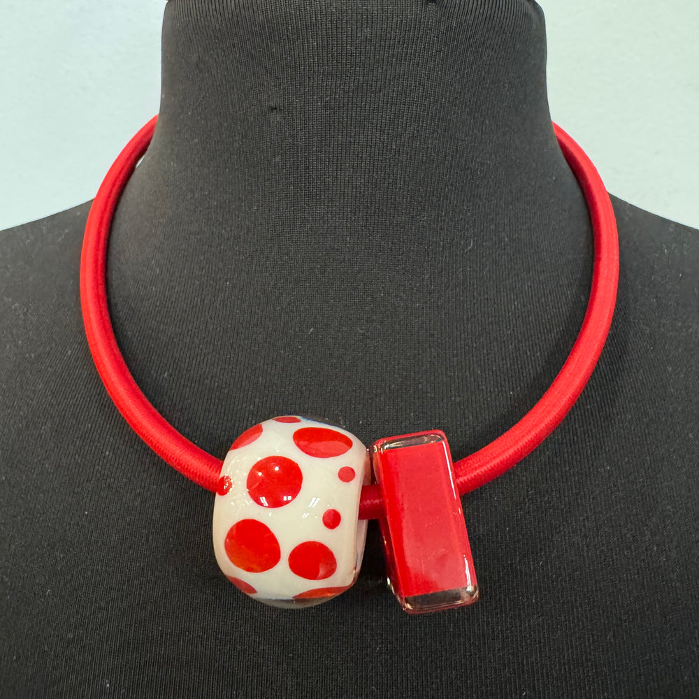 Red Two Pendant Necklace - 50cm