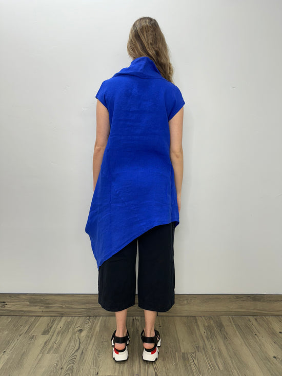 Oceania Short Sleeve Cowl Neck Linen Tunic