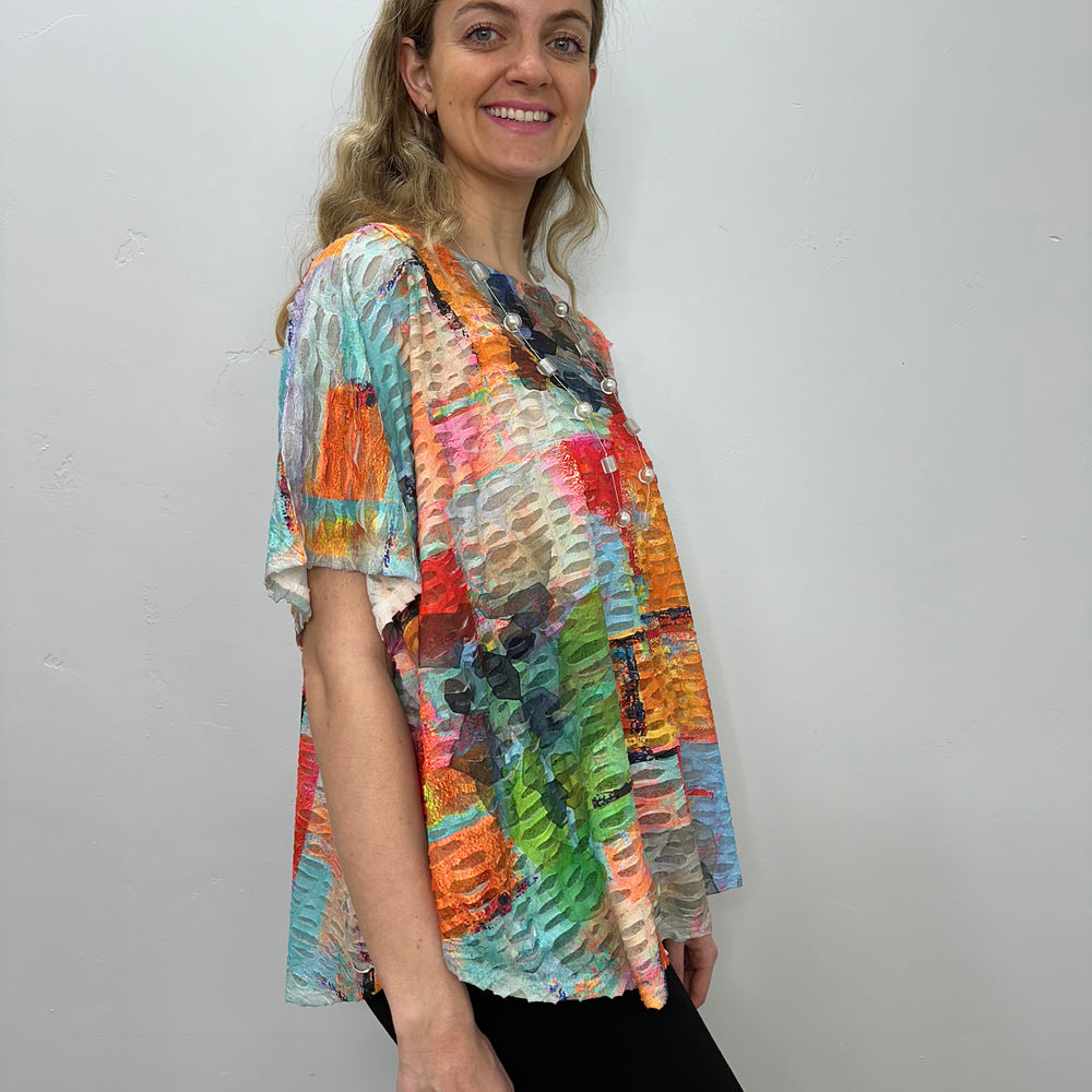 Double Gauze Short Sleeve Poncho