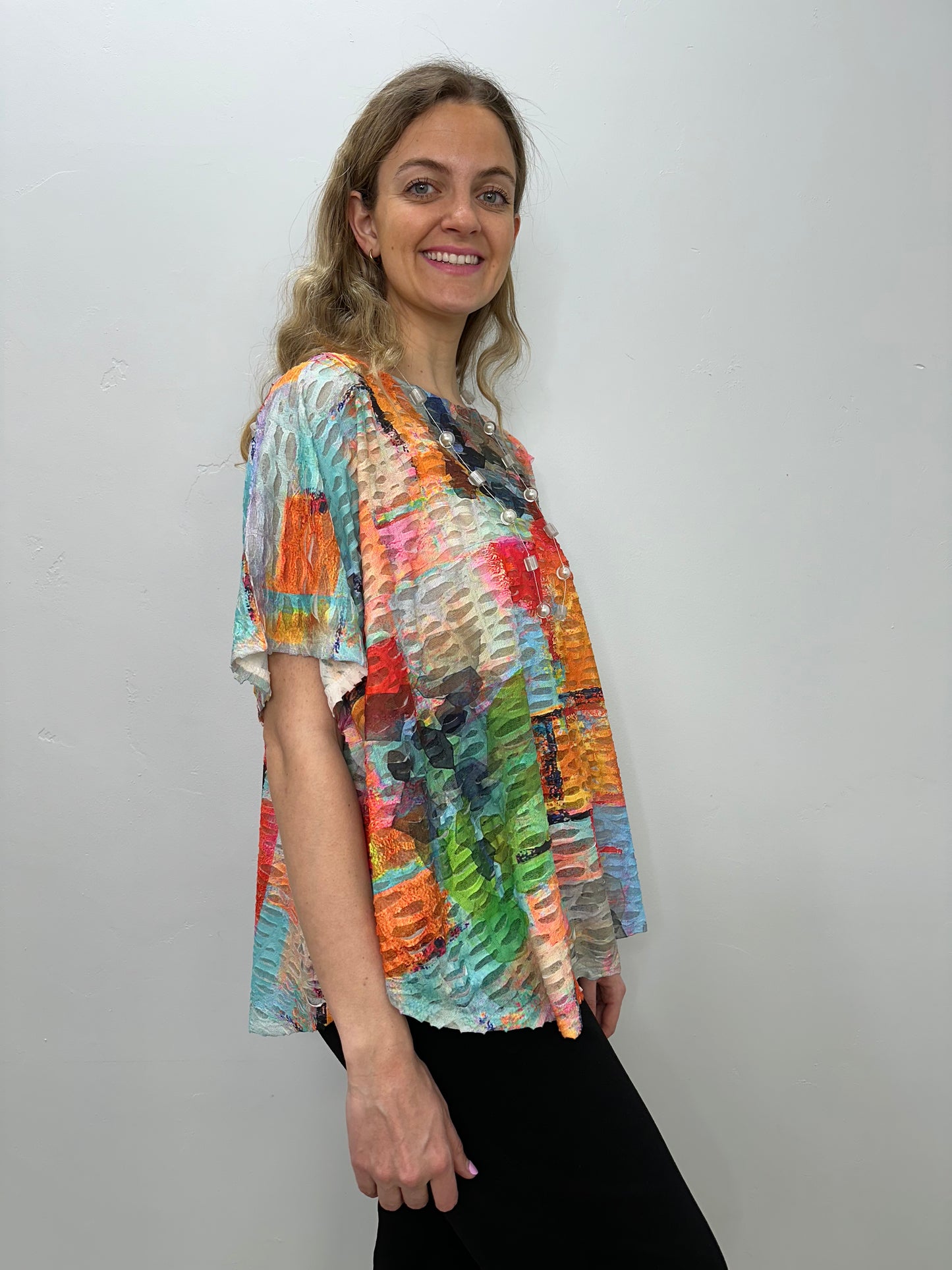 Double Gauze Short Sleeve Poncho