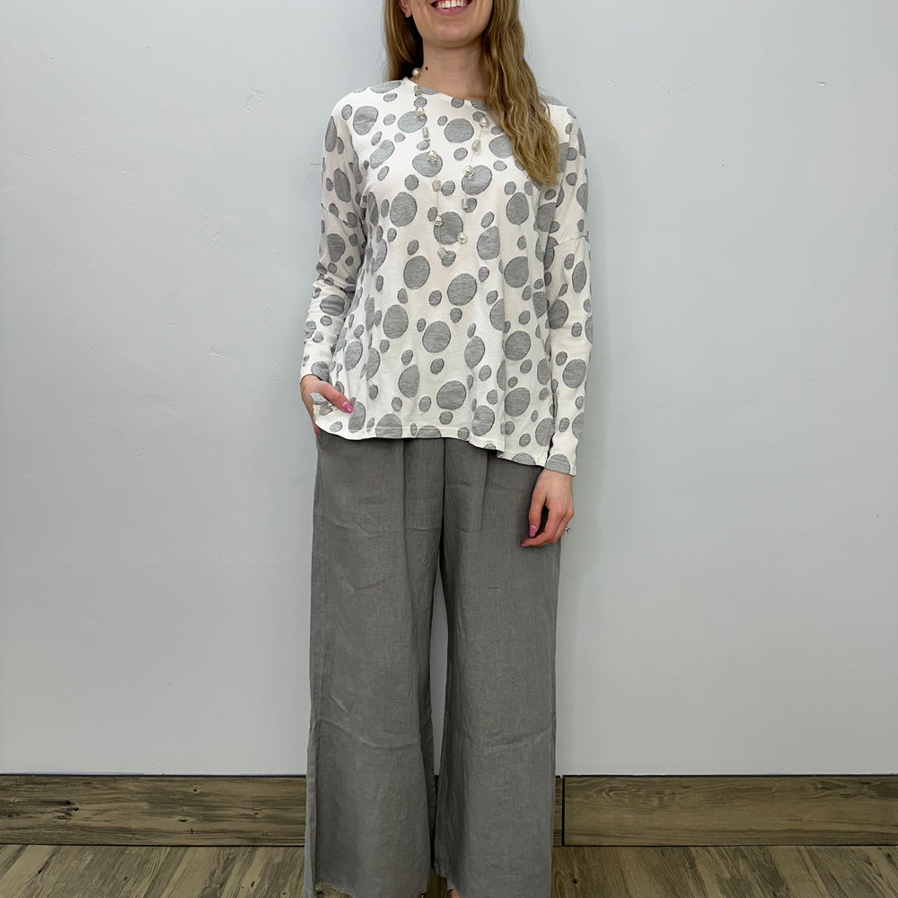 
                  
                    White Jacquard Dot Boxy Top
                  
                