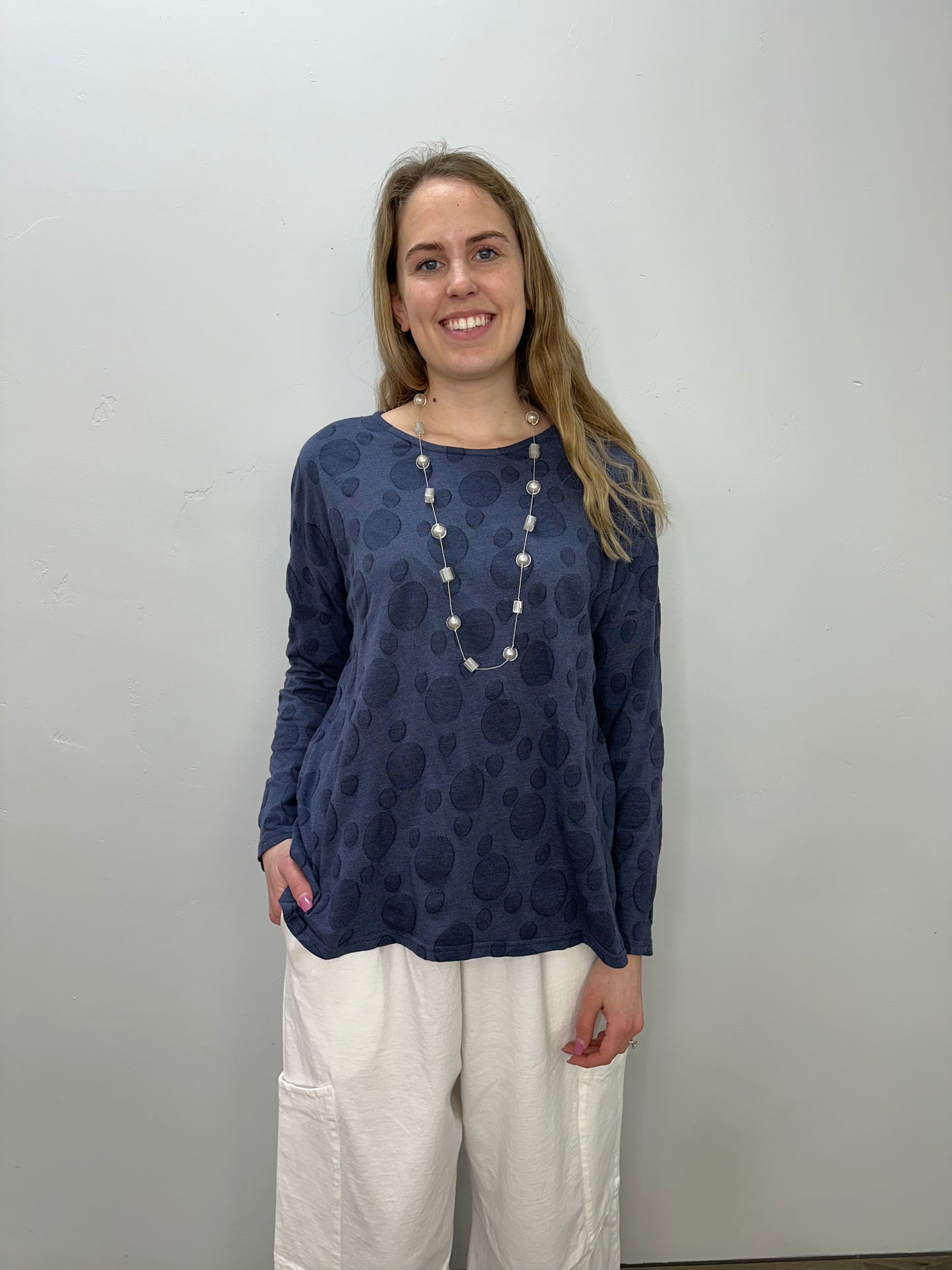 Night Sky Jacquard Dot Boxy Top