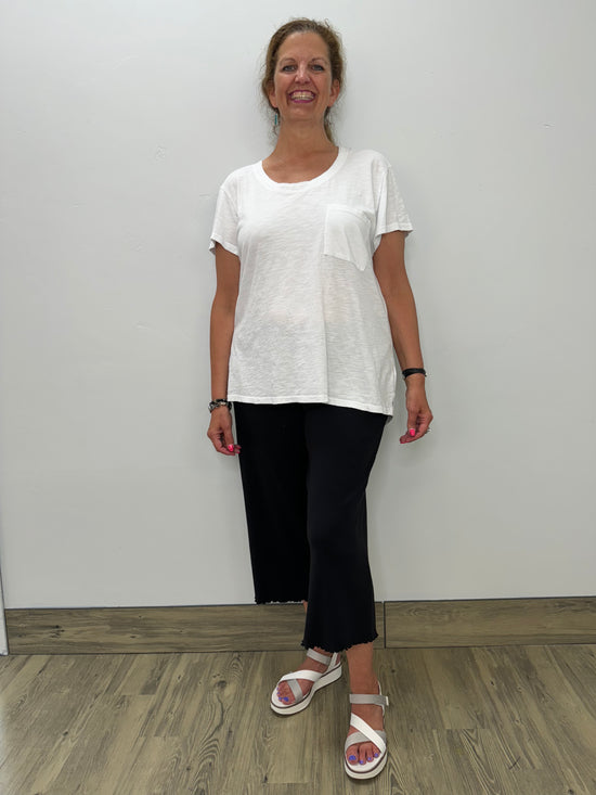 White Short Sleeve Top with Pocket