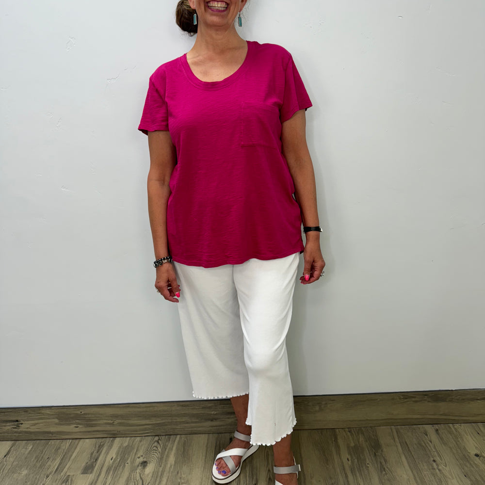 
                  
                    Cerise Pink Short Sleeve Top with Pocket
                  
                