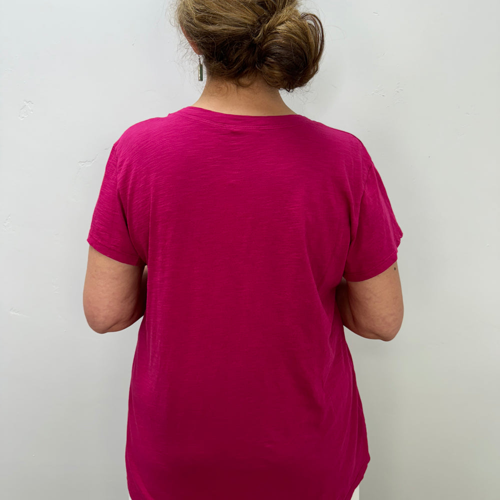 Cerise Pink Short Sleeve Top with Pocket