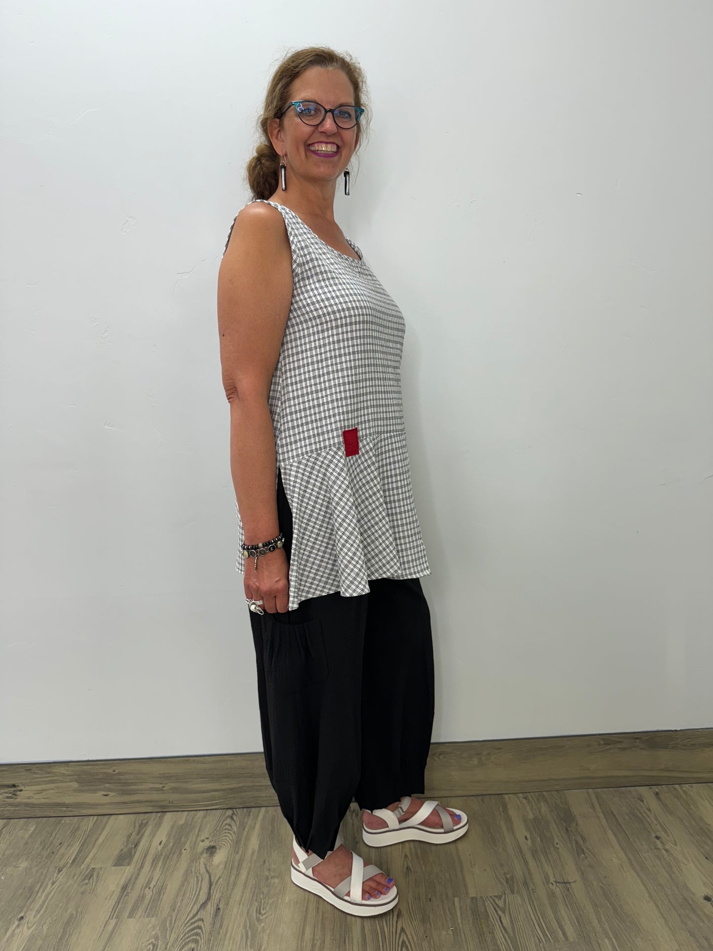 White and Black Pattern Tank