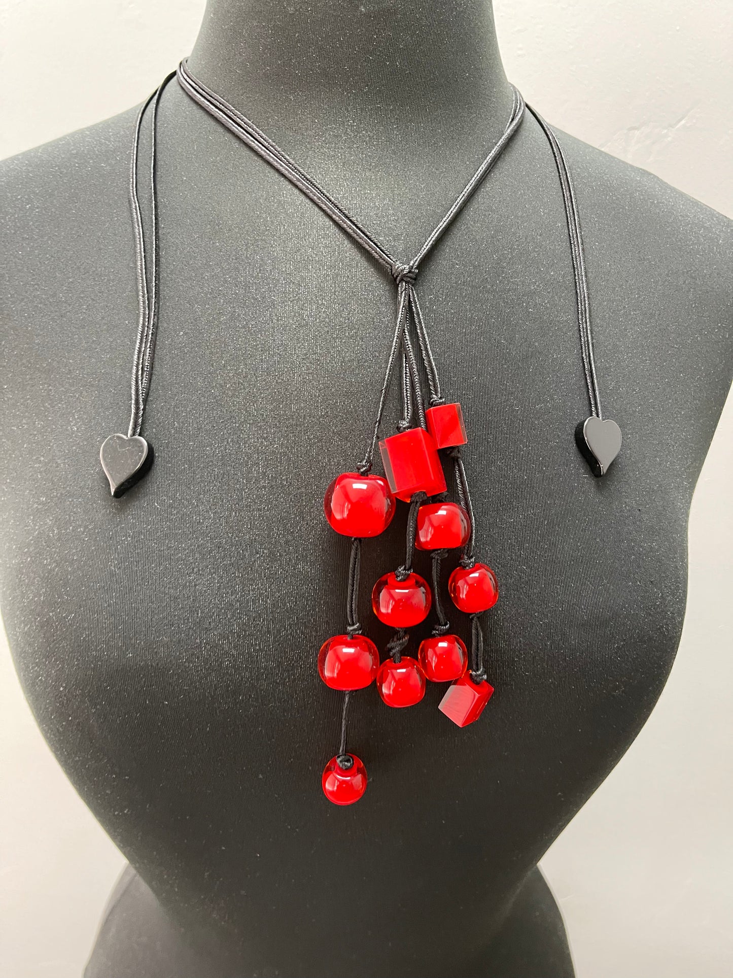Bright Red Colorful Cubes Necklace