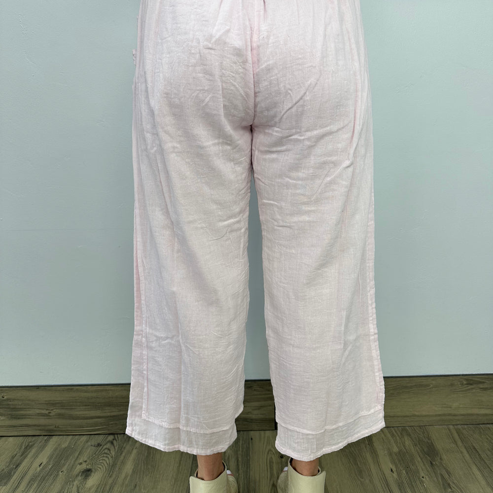 
                  
                    Pink Straight Leg Pants with Loops and Button Accents
                  
                