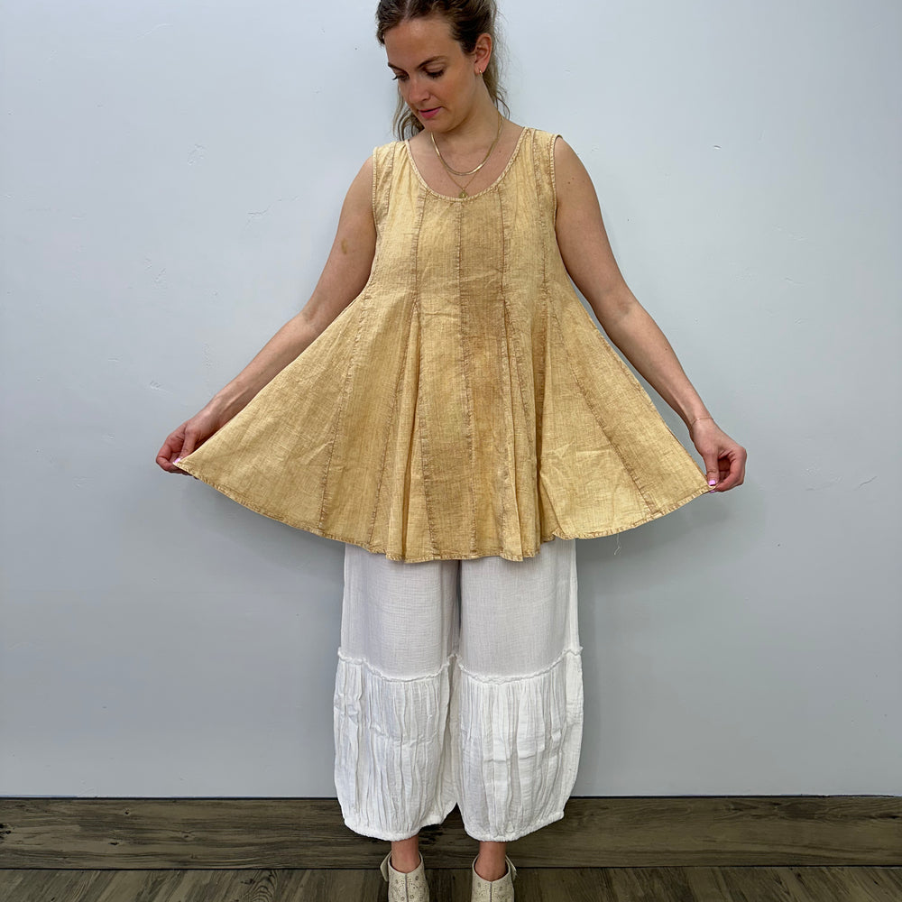 
                  
                    Yellow Sleeveless Pleated Tunic
                  
                