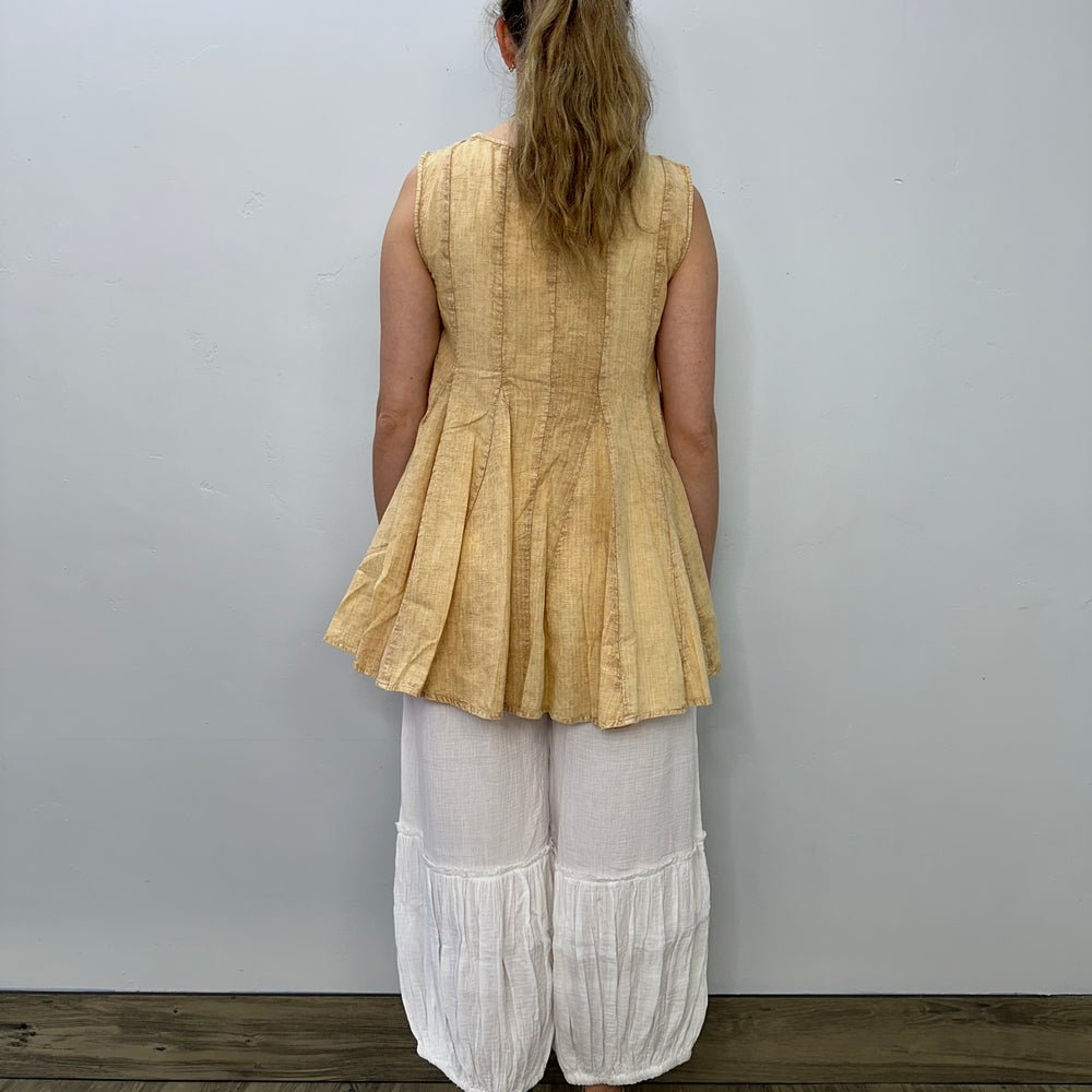 
                  
                    Yellow Sleeveless Pleated Tunic
                  
                