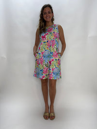Colorful Leaves Sleeveless Empire Waist Dress