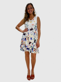 Colorful Flowers Sleeveless Tiered Dress