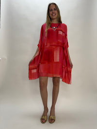 Double Layered Coral Red Chiffon Dress