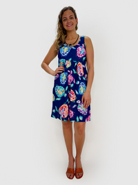 Watercolor Turtles Sleeveless Ruffle Dress