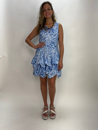 Blue Wisps Sleeveless Bubble Dress