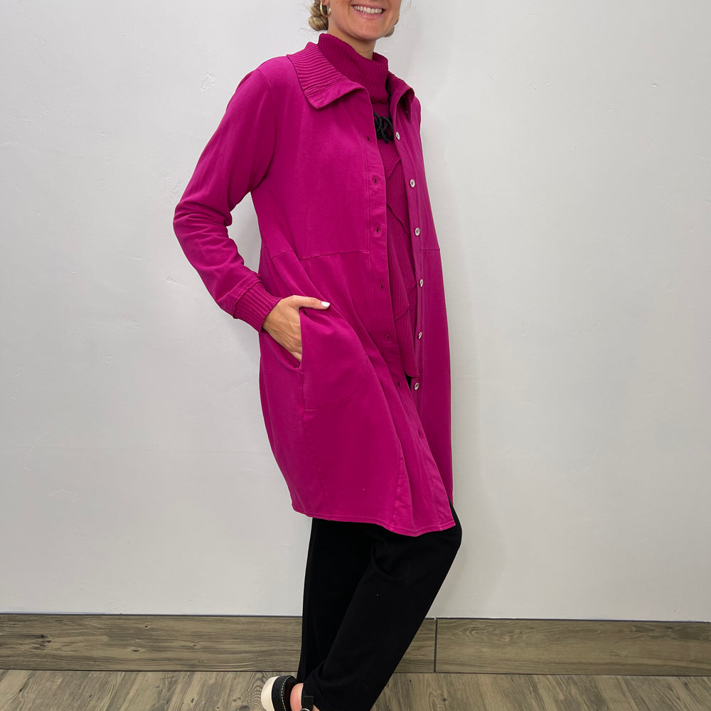 Magenta Button Down Bee Coat