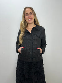 Black 100% Linen Studded Jacket