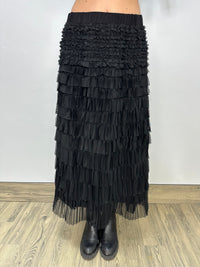 Black Long Ruffle Skirt