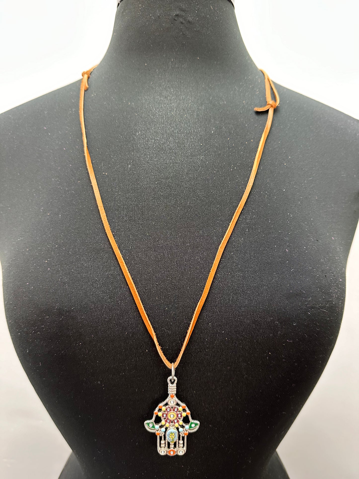 Colorful Hamsa Hand Adjustable Cord Necklace