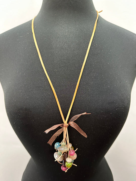 Colorful Ribbon Glass Beads Necklace