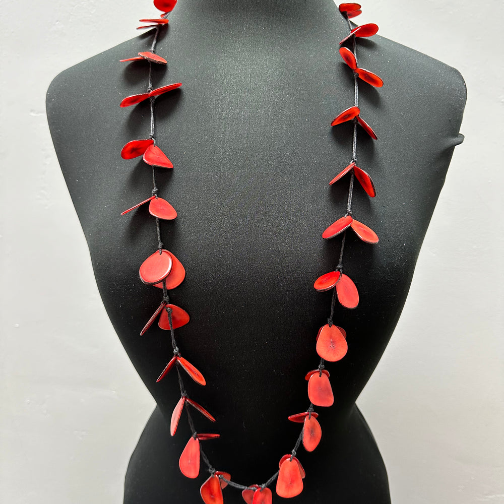 Red Petals Tree Nuts Necklace